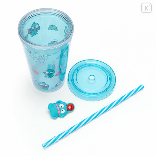 Japan Sanrio Plastic Tumbler with Straw - Hangyodon / Relax at Home - 3
