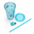 Japan Sanrio Plastic Tumbler with Straw - Hangyodon / Relax at Home - 3
