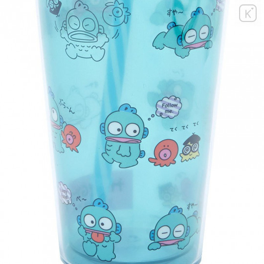 Japan Sanrio Plastic Tumbler with Straw - Hangyodon / Relax at Home - 5