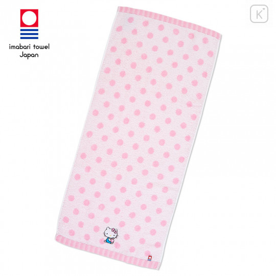 Japan Sanrio Imabari Face Towel - Hello Kitty / Dot - 1