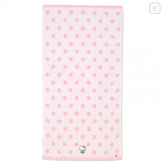 Japan Sanrio Imabari Bath Towel - Hello Kitty / Dot - 1