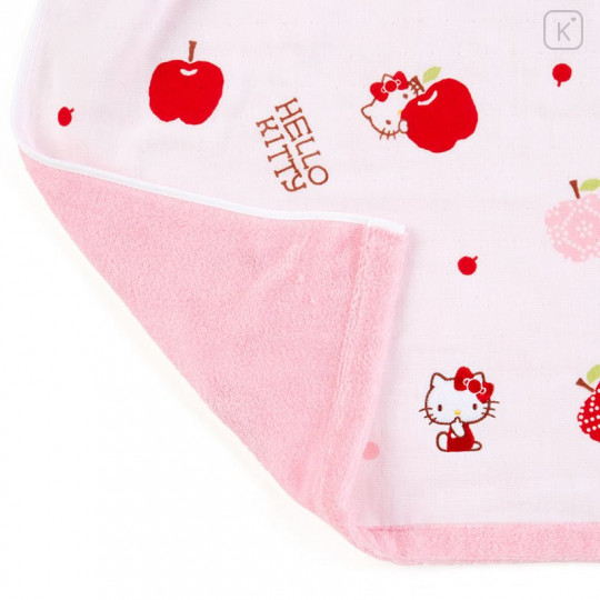 Japan Sanrio Gauze Bath Towel - Hello Kitty / Apple - 4