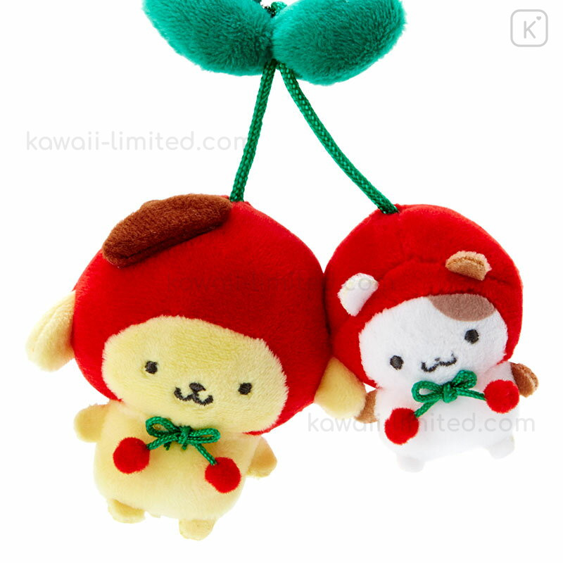 Sanrio Japan Kawaii Retro Pompompurin Cherries Beanie top Plush