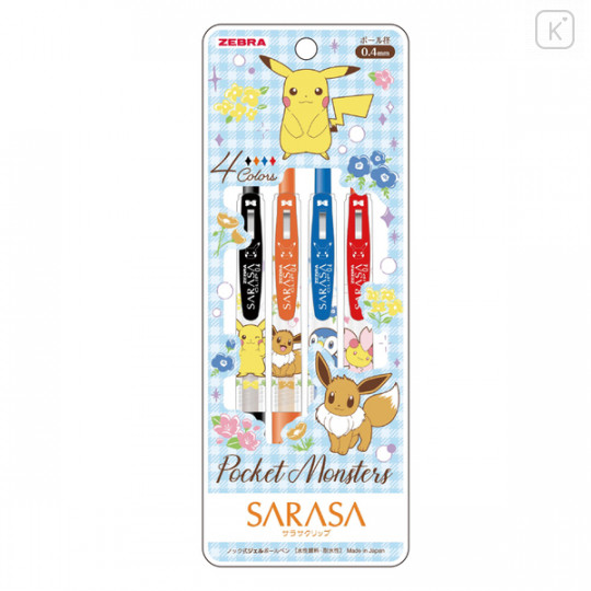 Japan Pokemon Sarasa Clip Gel Pen 4pcs Set - Blossom - 1