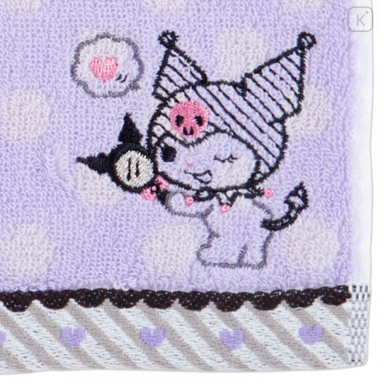 Japan Sanrio Petit Towel - Kuromi / Dot - 2
