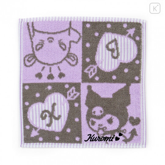 Japan Sanrio Petit Towel - Kuromi / Block - 1