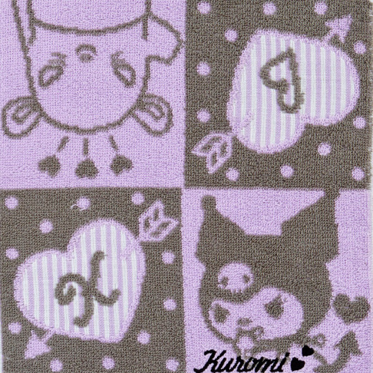 Japan Sanrio Petit Towel - Kuromi / Block - 2