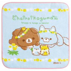 Japan San-X Petit Towel - Chairoikoguma / Dandelions and Twin Hamsters Blue