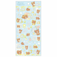 Japan San-X Sticker Sheet - Chairoikoguma / Dandelions and Twin Hamsters Blue