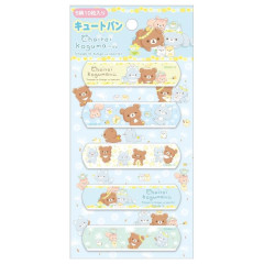 Japan San-X Adhesive Bandage - Chairoikoguma / Dandelions and Twin Hamsters Blue