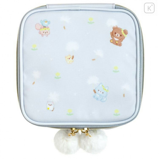 Japan San-X Square Cosmetics Pouch - Chairoikoguma / Dandelions and Twin Hamsters - 2