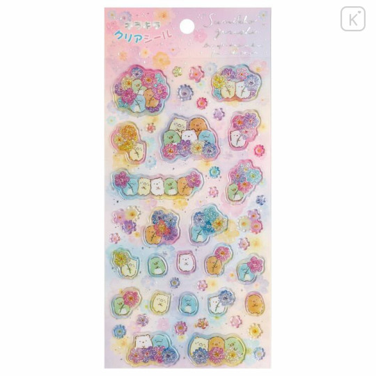 Japan San-X Glitter Clear Sticker - Sumikko Gurashi : Flower - 1