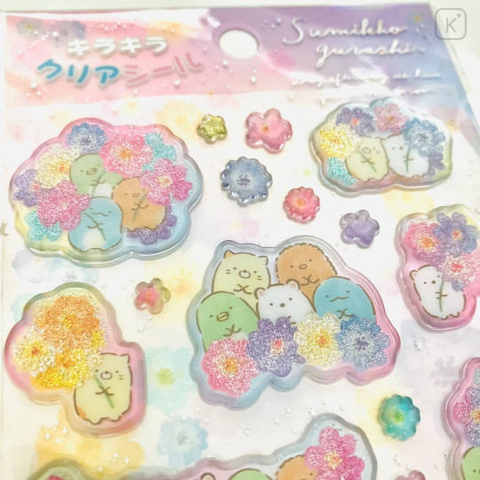 Japan San-X Glitter Clear Sticker - Sumikko Gurashi : Flower - 2