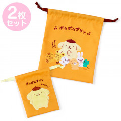 Japan Sanrio Drawstring Bag Set - Pompompurin / Team Pudding