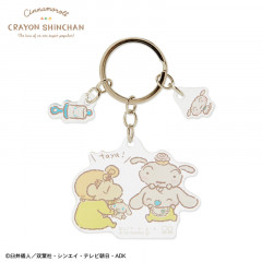 Japan Sanrio × Crayon Shinchan Triple Acrylic Keychain - Cinnamoroll & Himawari & Shiro
