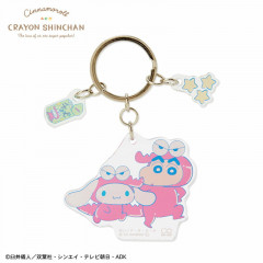 Japan Sanrio × Crayon Shinchan Triple Acrylic Keychain - Cinnamoroll & Shin-chan Chocobi