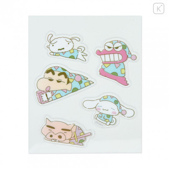 Japan Sanrio × Crayon Shinchan Big Clear Sticker - Cinnamoroll / Pajamas - 2