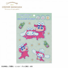 Japan Sanrio × Crayon Shinchan Big Clear Sticker - Cinnamoroll / Chocobi