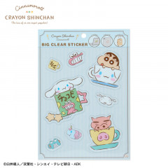 Japan Sanrio × Crayon Shinchan Big Clear Sticker - Cinnamoroll / Cup