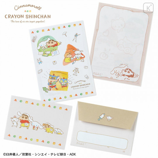 Japan Sanrio × Crayon Shinchan Mini Letter Set - Cinnamoroll / Matching - 1