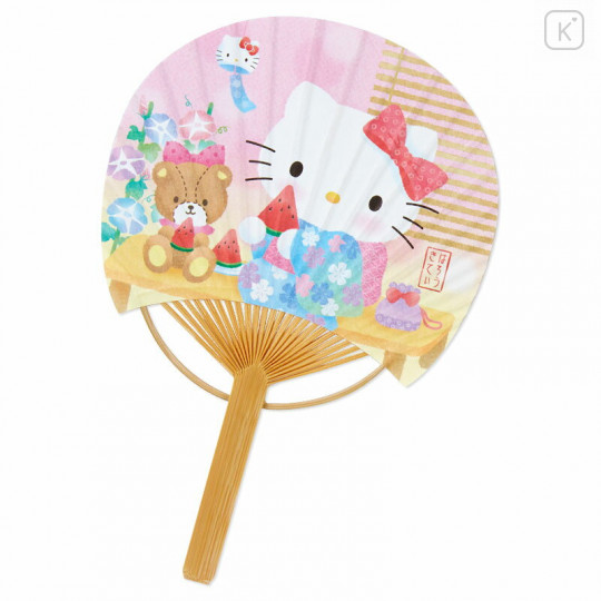 Japan Sanrio Summer Card with Bamboo Fan - Hello Kitty - 3