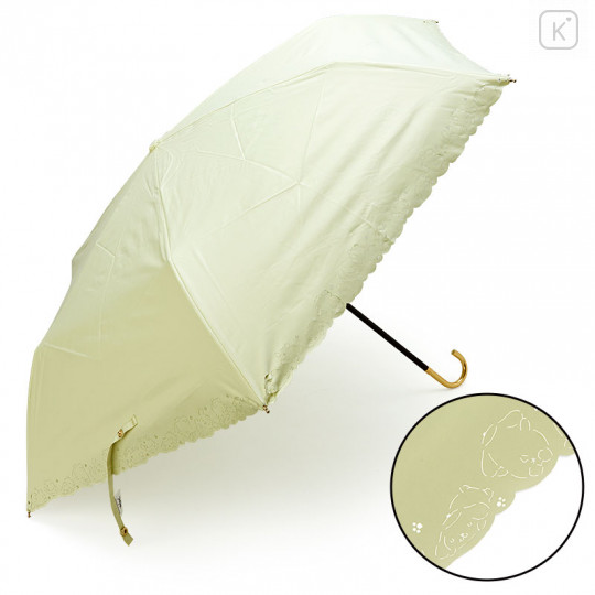 Japan Sanrio Wpc. Folding Umbrella with Charm - Pompompurin / Scallop - 1