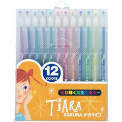 Japan Sakura Ballsign Tiara Glitter Gel Pen - 12 Color Set
