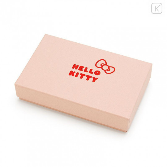 Japan Sanrio Genuine Leather Pass Case - Hello Kitty / Gray - 5