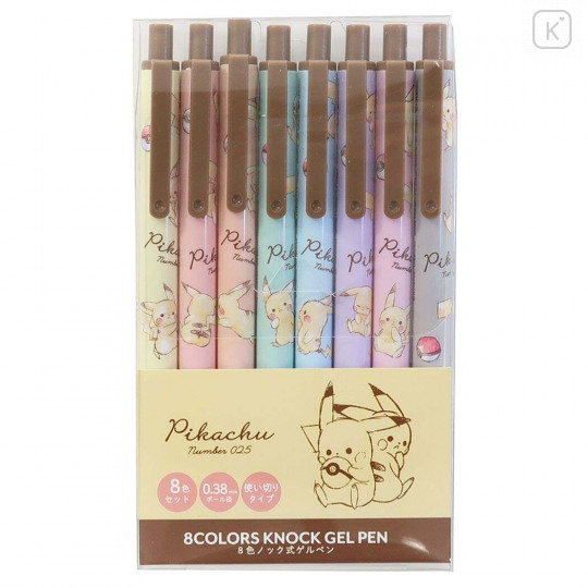 Japan Pokemon Color Gel Pen - 8 Color Knock Set / Pikachu - 1