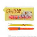 Japan Disney Pen & Highlighter with Clear Pouch - Winnie the Pooh / Yellow - 1