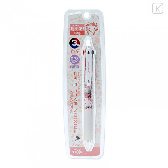 Japan Sanrio FriXion Ball 3 Slim Color Multi Erasable Gel Pen - Hello Kitty / Floral - 3
