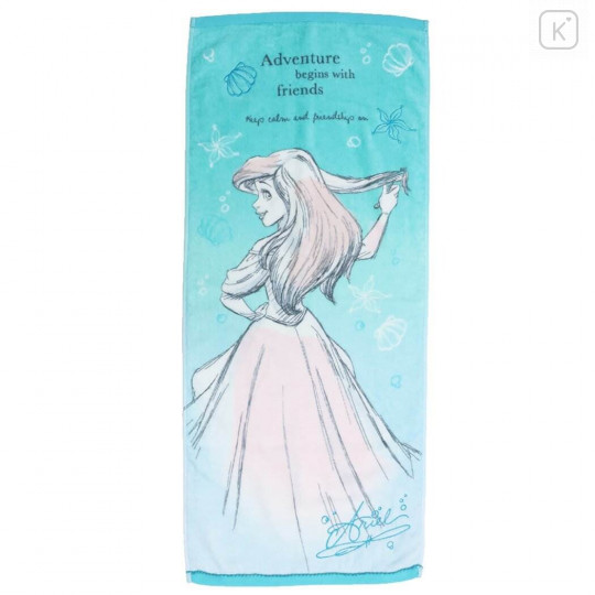 Japan Disney Antibacterial Deodorant Face Towel - Ariel / Mellow Lagoon - 1