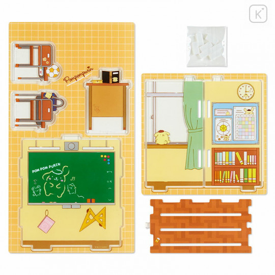 Japan Sanrio Acrylic Stand Room - Pompompurin Classroom / Enjoy Idol - 3