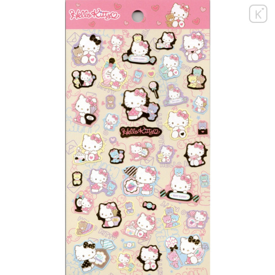 Japan Sanrio Gold Accent Sticker - Hello Kitty & Tiny Chum / Candy - 1