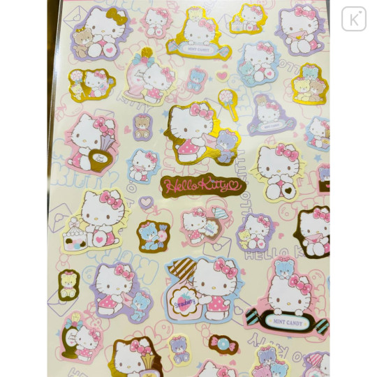 Japan Sanrio Gold Accent Sticker - Hello Kitty & Tiny Chum / Candy - 2