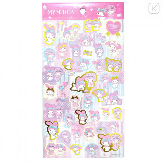 Japan Sanrio Gold Accent Sticker - My Melody & Sweet Piano / 2022 Loose Relax - 1
