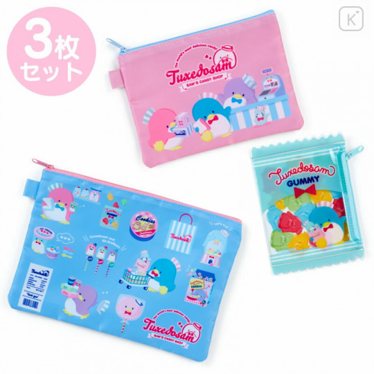 Japan Sanrio Flat Pouch Set - Tuxedosam / Candy Shop - 1