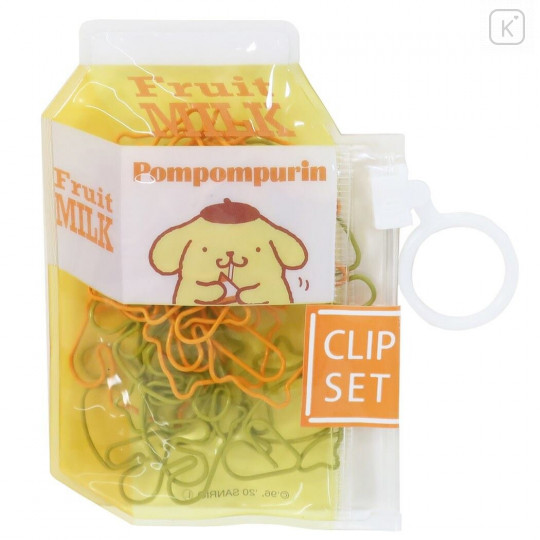 Japan Sanrio Die-cut Paper Clip Set with Zip Case - Pompompurin - 1