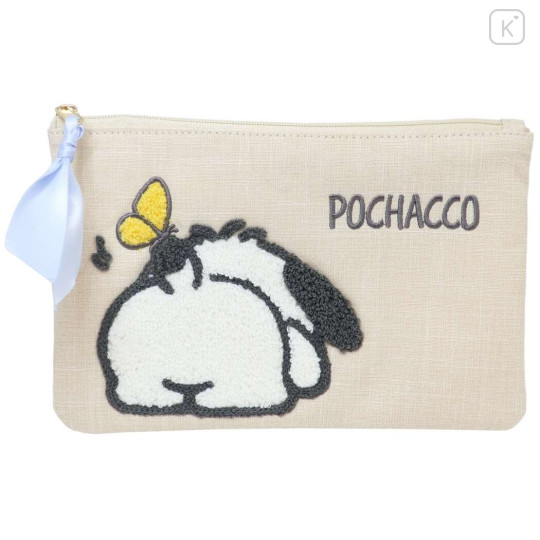 Japan Sanrio Embroidery Flat Pouch - Pochacco : Buttocks Art - 1
