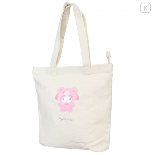 Japan Sanrio Zipper Tote Bag - My Melody / Latte Bear Art - 1