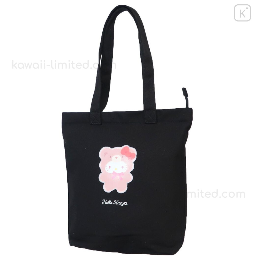 Japan Sanrio Zipper Tote Bag - Hello Kitty / Latte Bear Art | Kawaii Limited