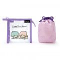 Japan Sanrio Clear Pouch with Drawstring Bag Set - Little Twin Stars / Simple Design - 2