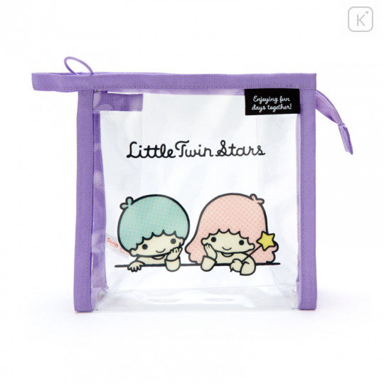 Japan Sanrio Clear Pouch with Drawstring Bag Set - Little Twin Stars / Simple Design - 3