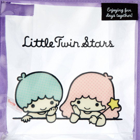 Japan Sanrio Clear Pouch with Drawstring Bag Set - Little Twin Stars / Simple Design - 6