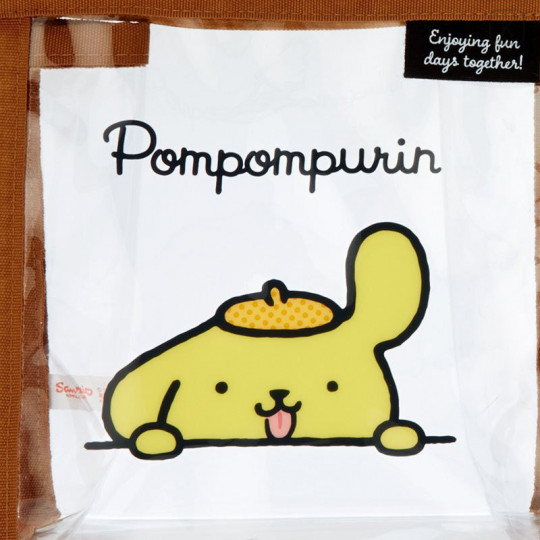 Japan Sanrio Clear Pouch with Drawstring Bag Set - Pompompurin / Simple Design - 6