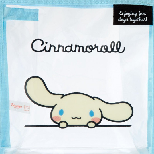 Japan Sanrio Clear Pouch with Drawstring Bag Set - Cinnamoroll / Simple Design - 6