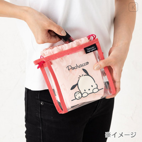 Japan Sanrio Clear Pouch with Drawstring Bag Set - Cinnamoroll / Simple Design - 8