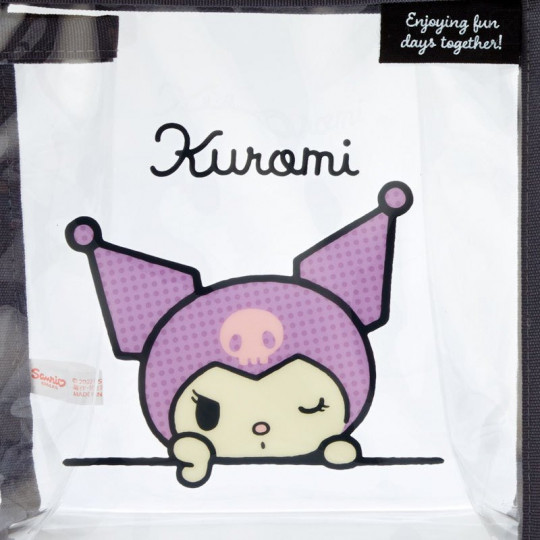 Japan Sanrio Clear Pouch with Drawstring Bag Set - Kuromi / Simple Design - 6