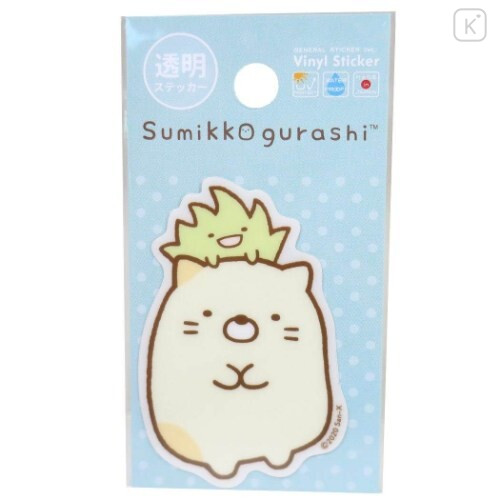 Japan San-X Vinyl Sticker - Sumikko Gurashi / Cat & Grass Transparent - 1