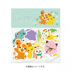 Japan Pokemon Big Flake Seal Sticker - Botanical / Bulbasaur & Jigglypuff & Rowlet & Pikachu